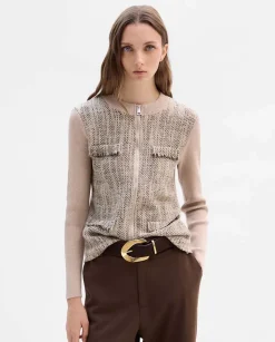 Jerséis Y Cárdigans|SIMORRA Chaqueta de punto bimateria Beige