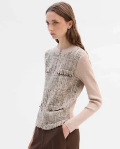 Jerséis Y Cárdigans|SIMORRA Chaqueta de punto bimateria Beige