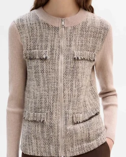 Jerséis Y Cárdigans|SIMORRA Chaqueta de punto bimateria Beige