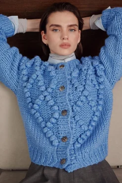 Jerséis Y Cárdigans|SIMORRA Chaqueta punto bordado 3D Azul