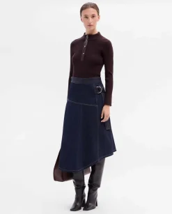 Pantalones Y Faldas|SIMORRA Falda denim pespuntes Azul