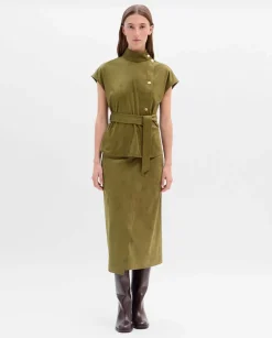 Pantalones Y Faldas|SIMORRA Falda midi antelina cruzada Verde