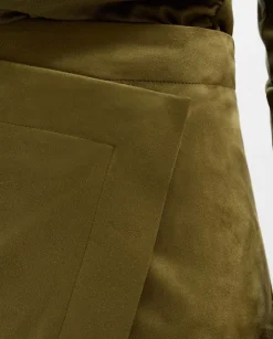 Pantalones Y Faldas|SIMORRA Falda midi antelina cruzada Verde