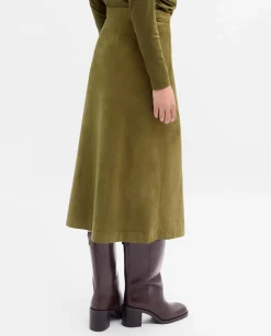 Pantalones Y Faldas|SIMORRA Falda midi antelina cruzada Verde
