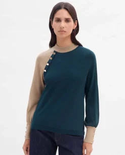 Prendas De Punto|Jerséis Y Cárdigans|SIMORRA Jersey bicolor botones Verde