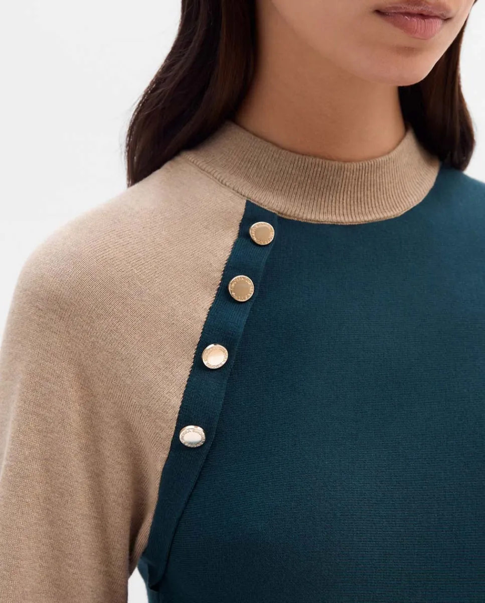 Prendas De Punto|Jerséis Y Cárdigans|SIMORRA Jersey bicolor botones Verde