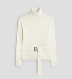 Prendas De Punto|Jerséis Y Cárdigans|SIMORRA Jersey cuello alto cinturón Blanco