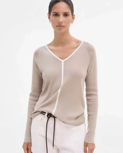 Prendas De Punto|Jerséis Y Cárdigans|SIMORRA Jersey escote pico bicolor Beige