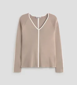 Prendas De Punto|Jerséis Y Cárdigans|SIMORRA Jersey escote pico bicolor Beige