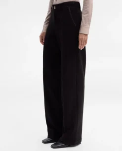 Pantalones Y Faldas|SIMORRA Pantalón antelina pespuntes Negro