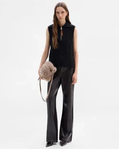 Pantalones Y Faldas|SIMORRA Pantalón bimateria pespuntes Negro
