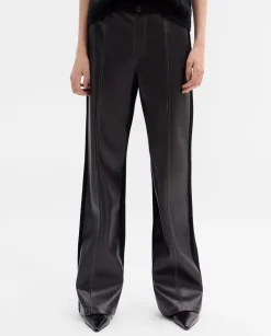 Pantalones Y Faldas|SIMORRA Pantalón bimateria pespuntes Negro