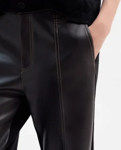 Pantalones Y Faldas|SIMORRA Pantalón bimateria pespuntes Negro