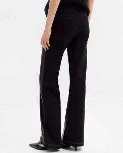 Pantalones Y Faldas|SIMORRA Pantalón bimateria pespuntes Negro