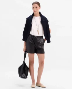 Pantalones Y Faldas|SIMORRA Pantalón corto napa Negro