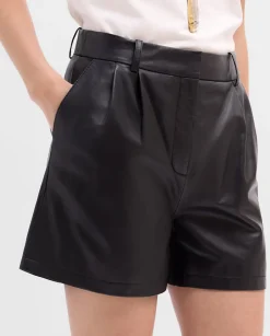 Pantalones Y Faldas|SIMORRA Pantalón corto napa Negro