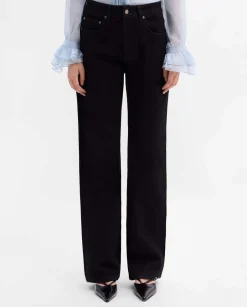 Pantalones Y Faldas|SIMORRA Pantalón recto sarga algodón Negro