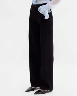 Pantalones Y Faldas|SIMORRA Pantalón recto sarga algodón Negro