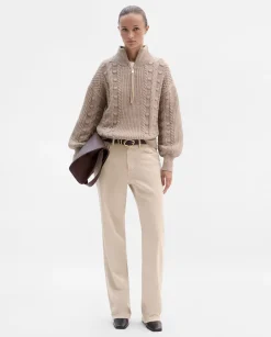 Pantalones Y Faldas|SIMORRA Pantalón recto sarga algodón Beige