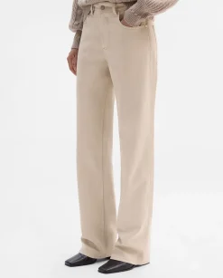 Pantalones Y Faldas|SIMORRA Pantalón recto sarga algodón Beige