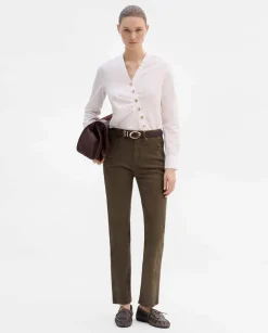 Pantalones Y Faldas|SIMORRA Pantalón slim bordado lateral Verde