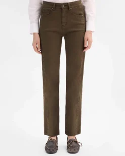 Pantalones Y Faldas|SIMORRA Pantalón slim bordado lateral Verde