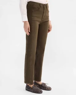Pantalones Y Faldas|SIMORRA Pantalón slim bordado lateral Verde