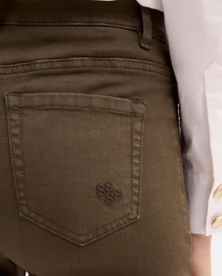 Pantalones Y Faldas|SIMORRA Pantalón slim bordado lateral Verde