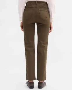 Pantalones Y Faldas|SIMORRA Pantalón slim bordado lateral Verde