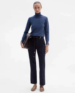 Pantalones Y Faldas|SIMORRA Pantalón slim bordado lateral Azul