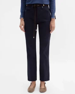 Pantalones Y Faldas|SIMORRA Pantalón slim bordado lateral Azul