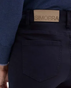 Pantalones Y Faldas|SIMORRA Pantalón slim bordado lateral Azul