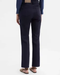 Pantalones Y Faldas|SIMORRA Pantalón slim bordado lateral Azul