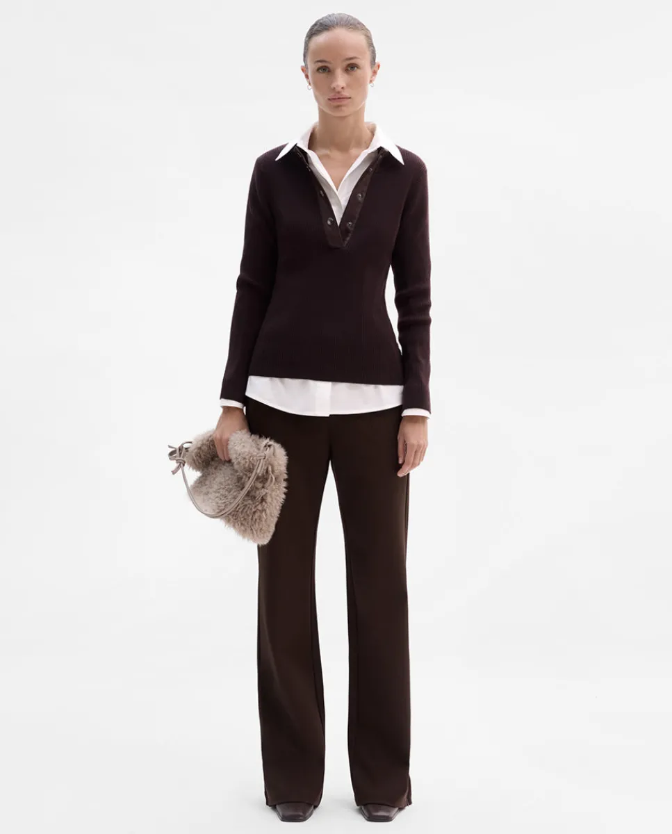 Pantalones Y Faldas|SIMORRA Pantalón twill elástico Marrón