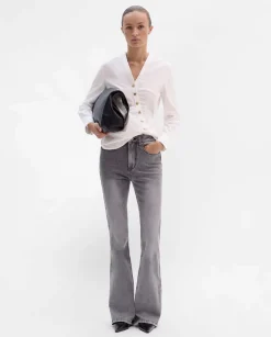 Pantalones Y Faldas|SIMORRA Pantalón vaquero acampanado Gris