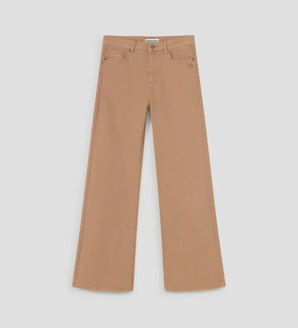 Pantalones Y Faldas|SIMORRA Pantalón vaquero acampanado Marrón