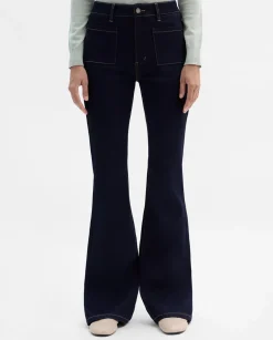 Pantalones Y Faldas|SIMORRA Pantalón vaquero bolsillos parche Azul