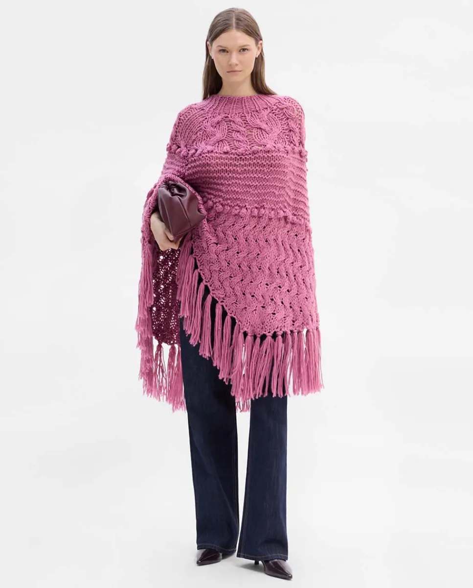 Prendas De Abrigo|Prendas De Punto|SIMORRA Poncho punto hecho a mano Rosa