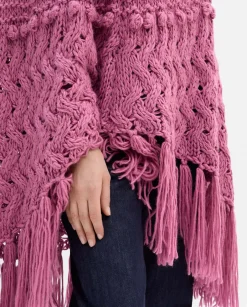 Prendas De Abrigo|Prendas De Punto|SIMORRA Poncho punto hecho a mano Rosa