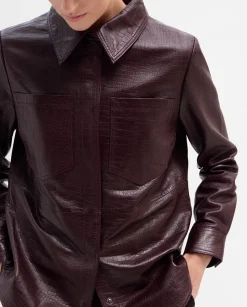 Prendas De Abrigo|Chaquetas|SIMORRA Sobrecamisa de piel grabada Rojo