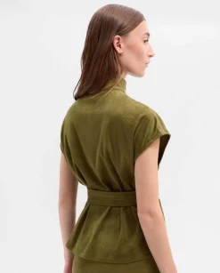 Camisetas Y Tops|SIMORRA Top antelina cuello tira Verde