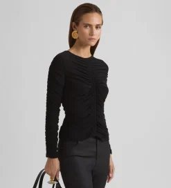 Camisetas Y Tops|SIMORRA Top fruncido tul Negro