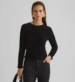 Camisetas Y Tops|SIMORRA Top fruncido tul Negro