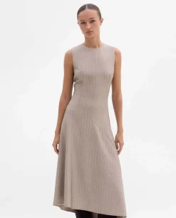 Vestidos|SIMORRA Vestido asimétrico rayas Beige