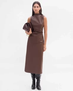 Vestidos|SIMORRA Vestido drapeado efecto piel Marrón