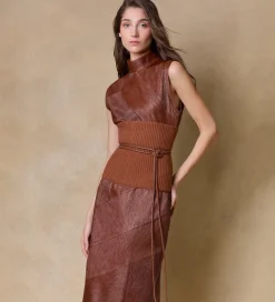 Vestidos|SIMORRA Vestido largo textura Marrón