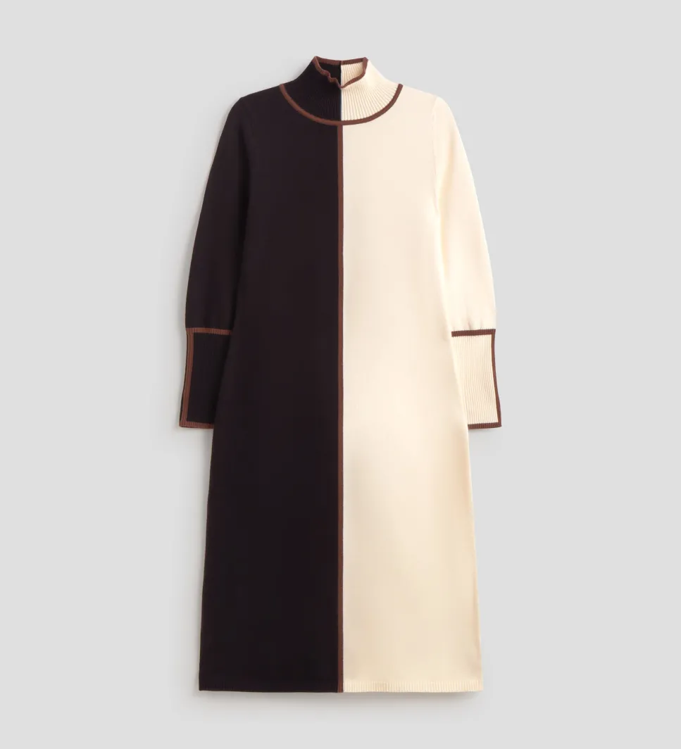 Prendas De Punto|Vestidos|SIMORRA Vestido punto bicolor Beige-negro